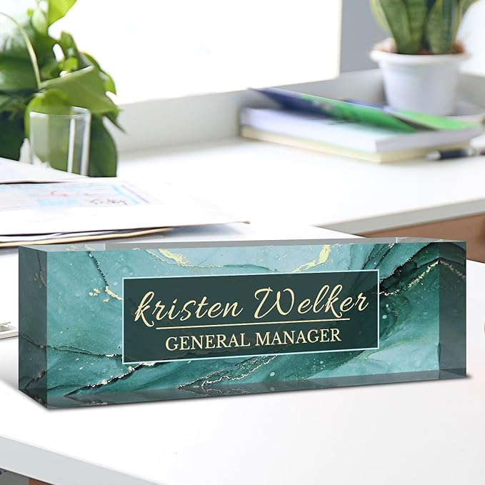 Desk Name Plate Personalized, Custom Name Plate for Desk, Acrylic Desktop Accessories, Office Gift & Decor for Women Men, Teacher Nurse Boss Employee Appreciation Gifts