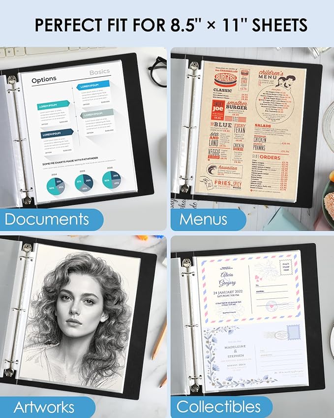 KTRIO 200 Pack Sheet Protectors 8.5 x 11 inch, Clear Page Protector for 3 Ring Binder, Plastic Sleeves for Binders, Top Loading Paper Sheets Document Sleeve Letter Size, Office & Home