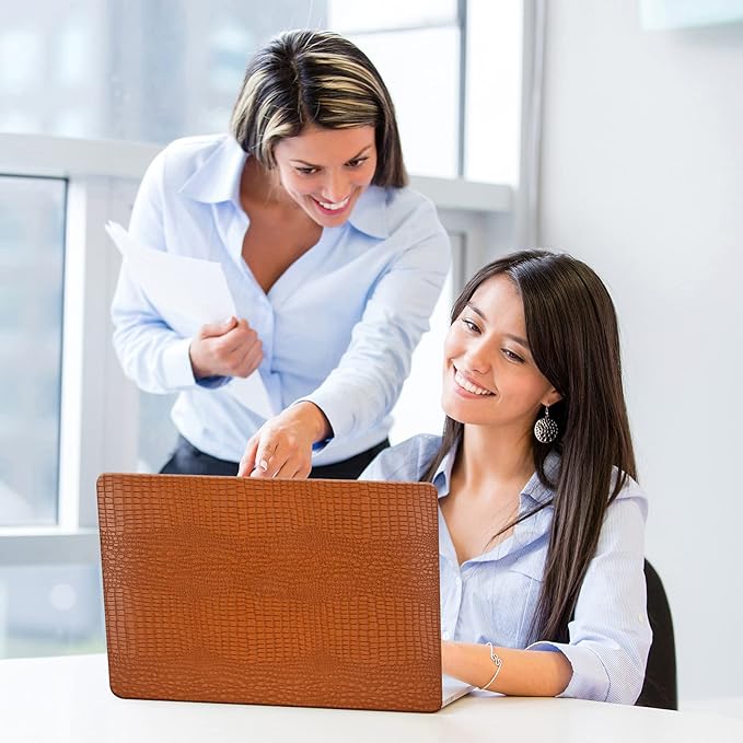 DTangLsm Compatible for MacBook Air 13 inch Case 2025 2024-2022 M4 A3240 M3 A3113 M2 A2681, Crocodile Skin Alligator PU Leather Hard Shell Cover for MacBook Air 13.6 inch M4 Case+Keyboard Cover, Brown