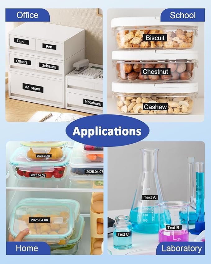 Tze335 Tze 12mm 0.47 Laminated Black Label Maker Tape Compatible for Brother Tze-335 Tz-335 Tz 1/2 Refill Work for Ptouch PT-D210 PT-D220 PT-H110 PT-D400 PT-D600, White on Black, 4 Pack