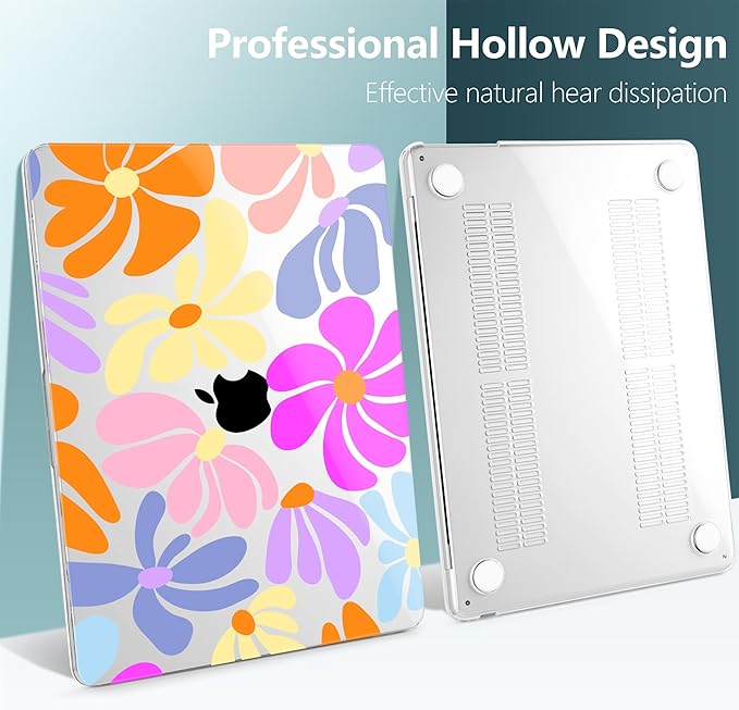 DONGKE Compatible with M4 MacBook Air 15 inch Case 2025-2023 A3241 A3114 A2941 M3 M2 Retina Display Touch ID, Plastic Hard Case & Keyboard Skin for MacBook Air 15" - Clear Retro Florals