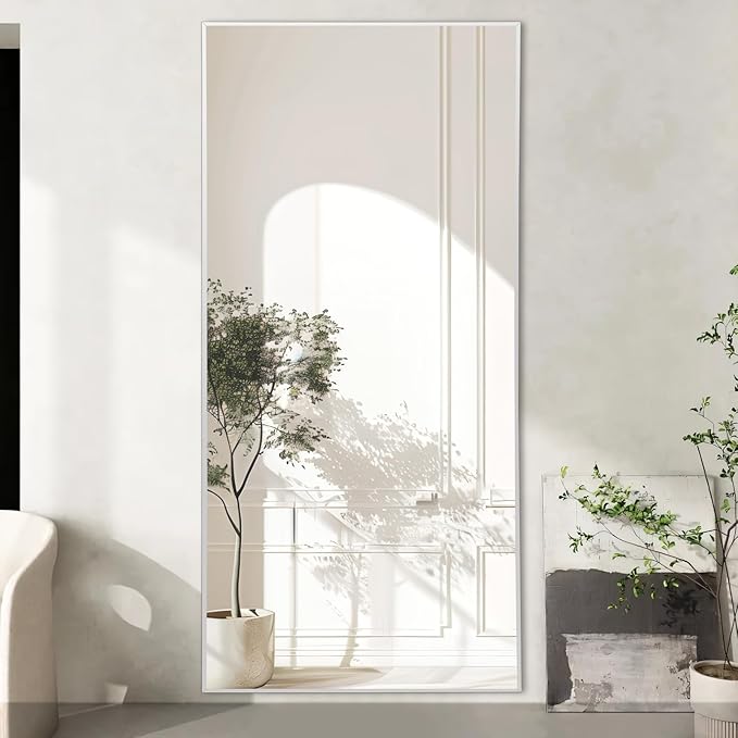 MELOMOIR 76"x34" Oversized Full Length Mirror, Free Standing Leaning or Hanging, Suitable for Bedroom Living Room Home Gym Cloakroom, Thin Aluminum Frame, Tempered Glass, Silver