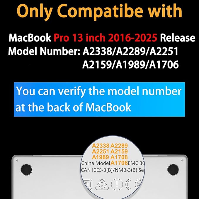 Teryeefi for MacBook Pro 13 inch Case A2338 M2 M1 Chip A2251 A2289 A2159 A1989 A1706 (2025 2024 2023 2022-2016) Release, PC Hard Shell with Keyboard Cover Trackpad Film Type C Adapter, Blue Bow 139