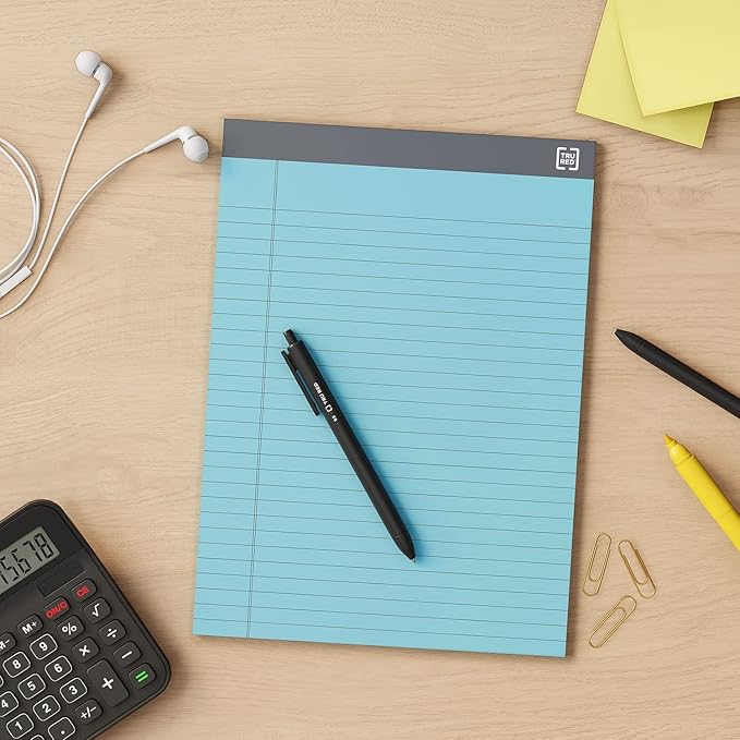 TRU RED Staples TR57363 Notepads, 8.5-Inch x 11.75-Inch, Wide Ruled, Pastels, 50 Sheets/Pad