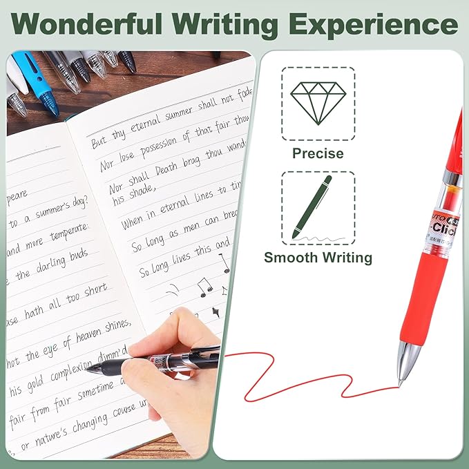 M&G Gel Pen Medium Point 0.5mm, 12 Pack Quick Dry Smooth Retractable Red Gel Ink Rollerball Pen for Home Office Writing Note Taking Journaling Business, Style 1