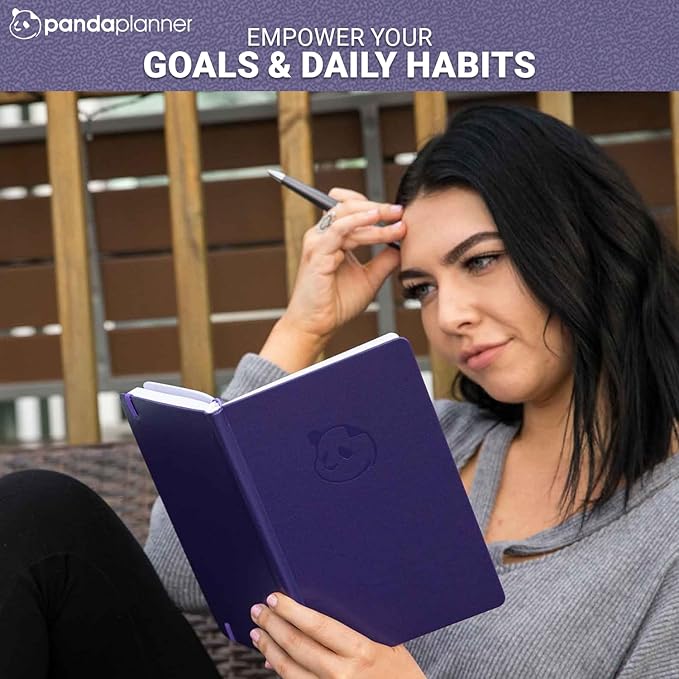 Panda Planner Classic A5 Daily Planner 2026 – Undated Quarterly Planner & Daily Task Planner with Hourly Schedule, To Do List, Goal Planner, Habit Tracker & Gratitude Journal for Focus & Organization – Purple