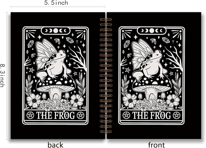 Tarot Frog Spiral Notebook,Gothic Style Skull Notebook Journal for Work Office School Teacher,Cute Notebooks for School Supplies Home Office,Black Hard Cover Journal Notebooks