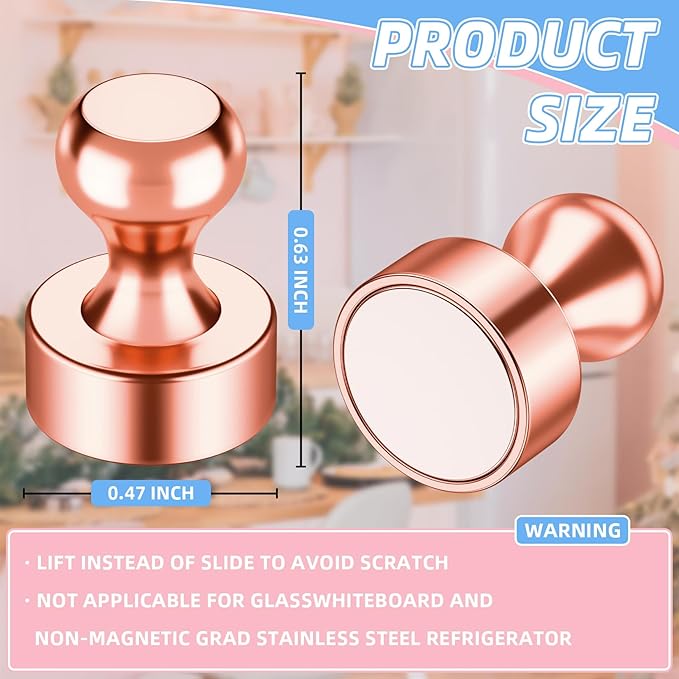 VNDUEEY 20 Pcs Rose Gold Strong Refrigerator Magnets, Ideal for Office, Classroom, Whiteboard, Fridge Magnets