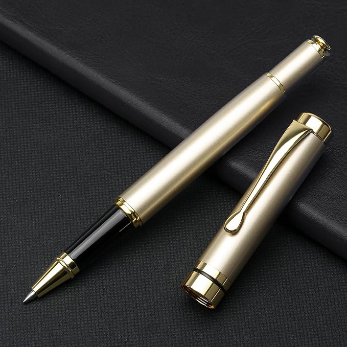 YIVONKA Luxury Ballpoint Pens Best Ball Pen Gift Set for Men & Women Professional Executive Office Nice BallPens Classy Gift Box Ballpoint Black Refill Line width 0.5mm (Gold)