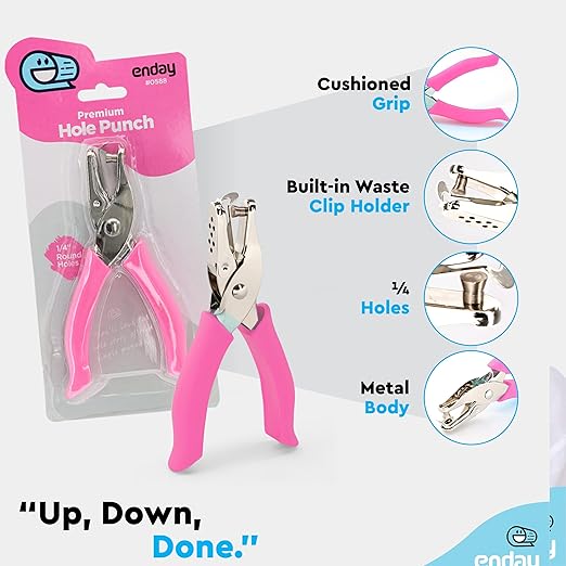 Emraw (24 Pack) Premium Single Hole Paper Punch Cushion Grip Heavy Duty Hole Puncher for Greeting Cards Scrapbook Notebook Puncher Craft Paper Hand Tool