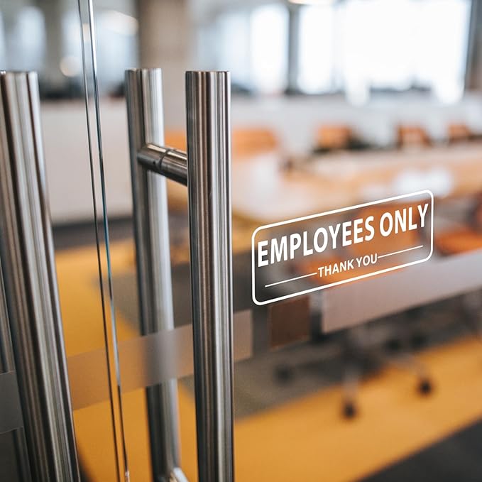 Employees Only Sign for Business Sign 9x3 Inch Sticker Vinyl Window Door Staff Signs Waterproof UV Proof Decal 5 Pack