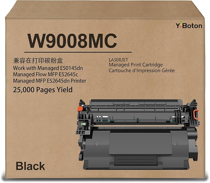 High Capacity W9008 W9008MC Black Toner Cartridge Compatible for HP W9008MC Managed E50145dn Flow MFP E52645c MFP E52645dn Priners (25,000 Pages)