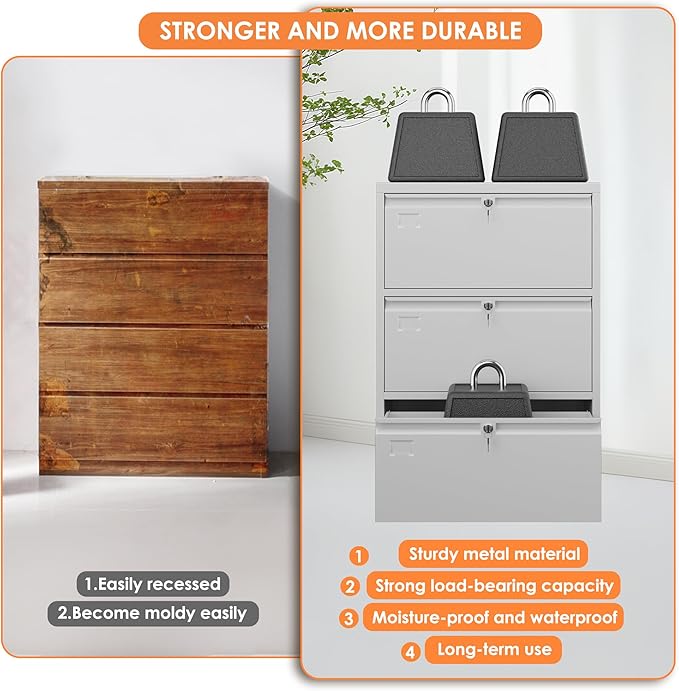3 Drawer File Cabinet, Wide Metal Filing Cabinet, Official Storage File Cabinet for Letter/Legal/A4 Size, Assembly Required