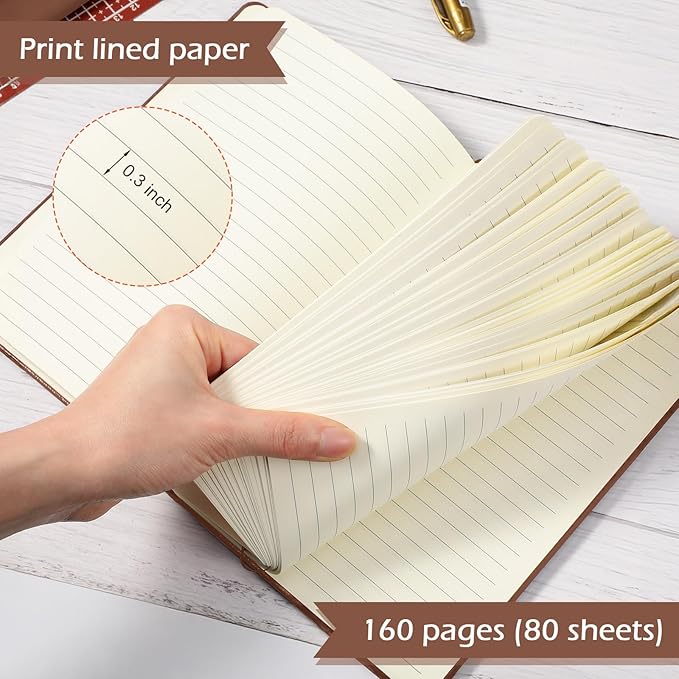 Honoson 20 Pack Lined Journal Notebooks A5 Hardcover Executive Notebook 5.5" x 8.3" PU Leather Wide Ruled Journals Bulk with Elastic Band for Home Business Office School Supplies(Brown)