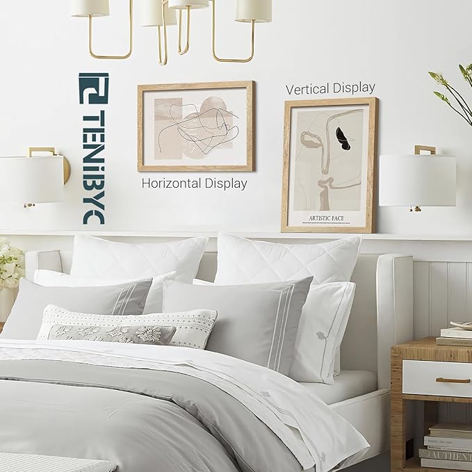 12x18 Poster Frame 4 Pack, Textured Natural Solid Wood Picture Frame, HD Tempered Glass, Wall Gallery Photo Frame