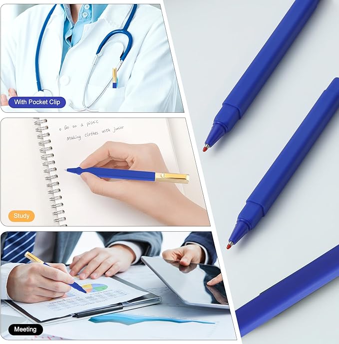 36 Pack Gel Pens Blue 0.5mm Medium Point Blue Gel Ink Pens with Cap Quick Drying Ballpoint Pen Smooth Writing Fine Point Pen for Journaling School Office Supplies