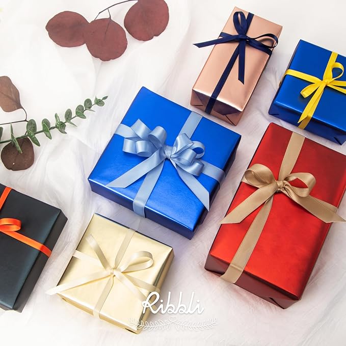 Ribbli Navy Double Faced Satin Ribbon,1/2 Inch x Continuous 25 Yards,Use for Craft Bows Bouquet, Gift Wrapping, Wedding Decoration, Floral Arrangement