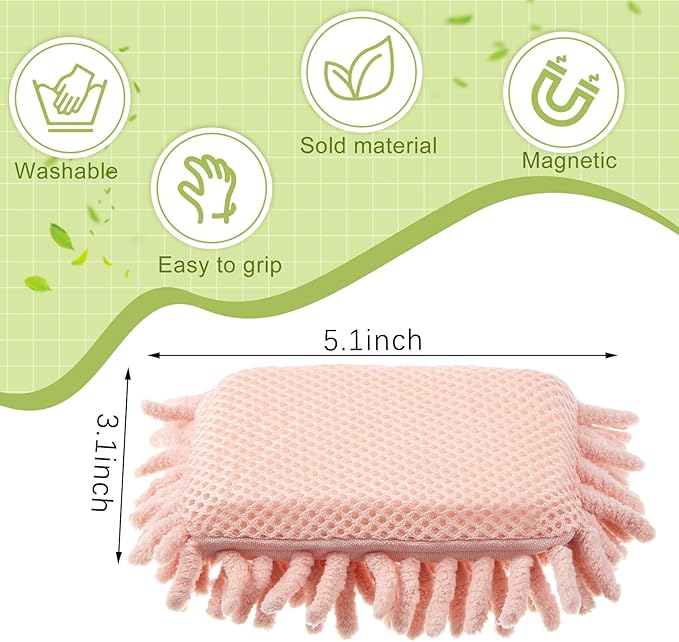 Zonon 4 Pieces Dry Erase Eraser Microfiber Shag Washable Whiteboard Eraser for Markers, Chalk, Classroom, Home and Office(Pink, Green, Gray)