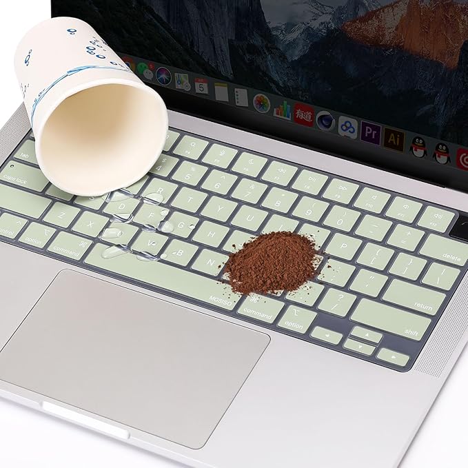 MOSISO Keyboard Cover Skin Compatible with MacBook Air 15 inch M3 A3114 M2 A2941/Air 13.6 A3113 A2681/Pro 14/16 M4 M3 M2 M1, Sage Green