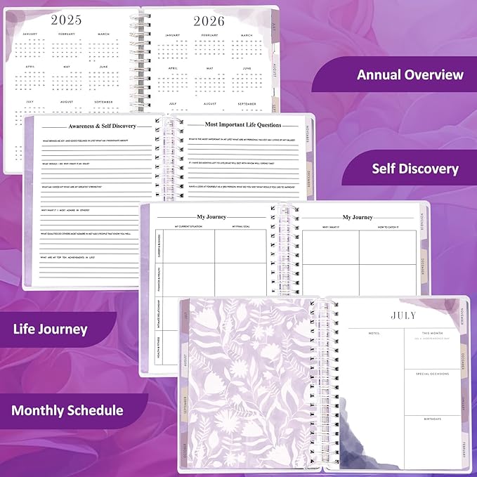 Planner 2025-2026, 18 Months Large Academic Daily Weekly Monthly Planner Organizer, July. 2025 - Dec. 2026, 8.5x9.8" Agenda with Page Tabs, Separator Page, Pocket Folder, Bookmark, Stickers & Sticky Note Set