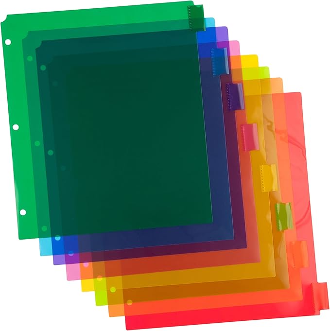 JAM PAPER Plastic Index Tab Dividers - 8-Tab - 9 3/4 x 11 1/2 - Multicolor - 8 Tabbed Dividers/Pack