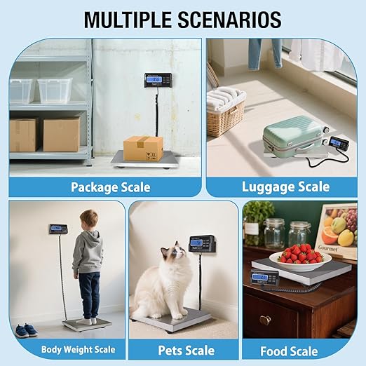 Large 440lbs Shipping Scale, 15"X 12" Platform Heavy Duty Stainless Steel Platform for Postal Industrial Floor Business Office Home Warehouse Package Luggage