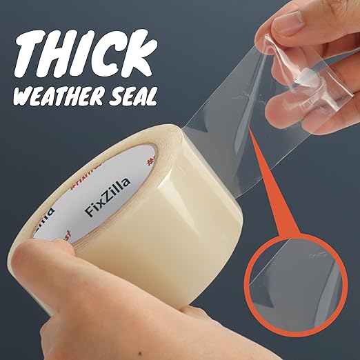 Window Sealing Tape for Winter 2 Inch x 90 Feet Clear Window Insulation Tape Seal for Clear Plastic Film Insulation, AC Conditioner Unit Gap Seal- Residue-Free, Heavy-Duty, and Wood-Safe