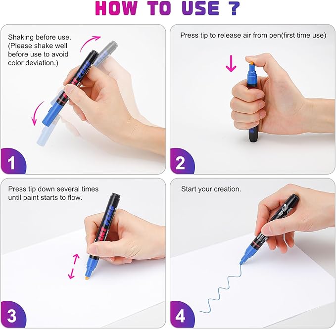 Yellow Paint Pens Paint Markers - 2 Pack Permanent Quick Dry Waterproof Marker Pens for Rocks Wood Fabric Plastic Canvas Glass Mugs Metal Tire Stone