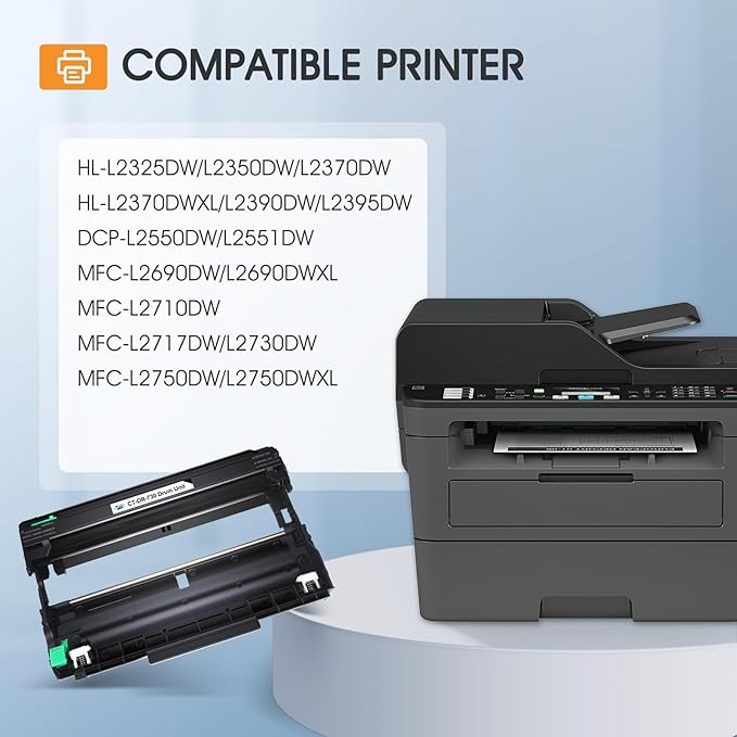 DR730 DR-730 Drum Unit 2-Pack Compatible Replacement for Brother Drum DR730 DR-730 DR 730 for MFC-L2710DW MFC-L2750DW HL-L2395DW HL-L2370DW DCP-L2550DW MFC-L2750DWXL Printer (Black，Not Toner)