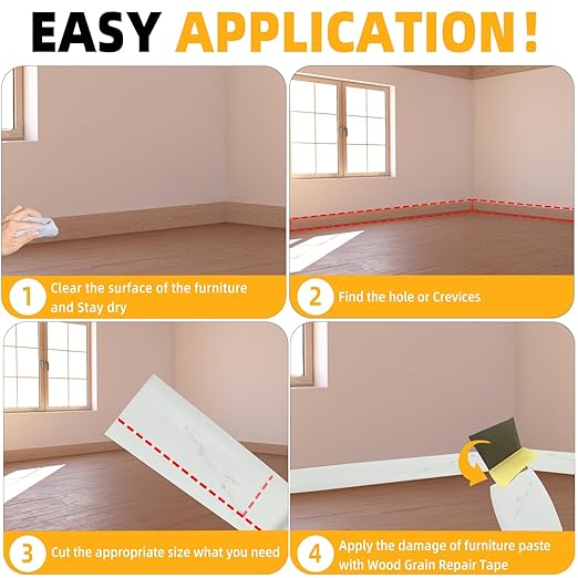 GSCIT Club Wood Grain Repair Tape, 2.4 inch X 25ft Self Adhesive Marble Grain Repair Patch for Tables, Chairs, Baseboards, Doors, Windows, Floors, Handicraft DIY.