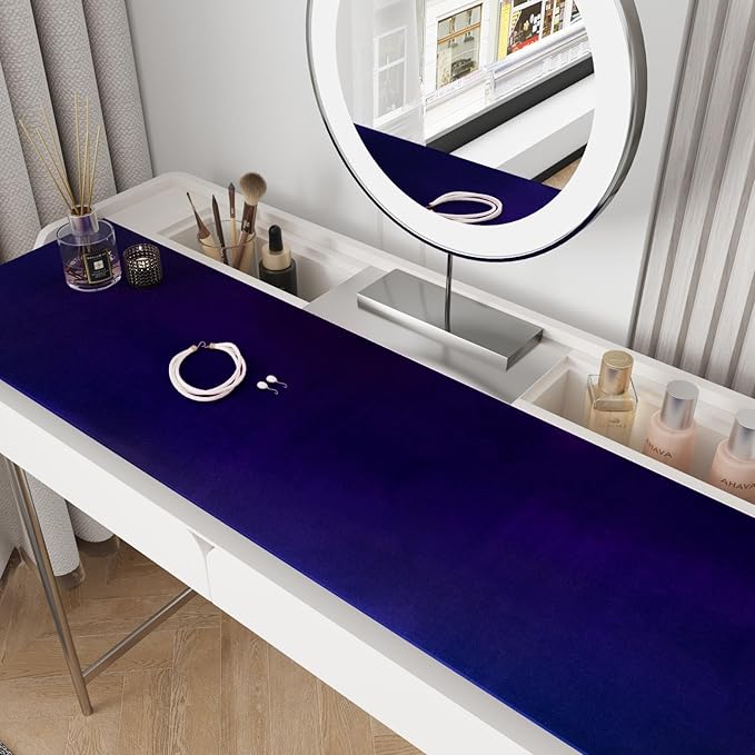 CRE8TIVE Dark Blue Self Adhesive Velvet Drawer Liner for Jewelry Box Colored Velvet Flocking Liner Peel and Stick Wallpaper Fabric Felt Sheets Blue Contact Paper for Bedroom Drawers DIY Crafts 12"x80"