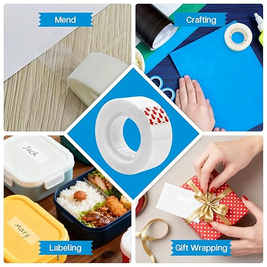 Invisible Tape,12 Rolls Tape Refills Bulk, Writable Tape 3/4 X 1000 Inches, Matte Transparent Tape for Dispenser, School Office Home Supplies for Labeling Gift Wrapping,Craft