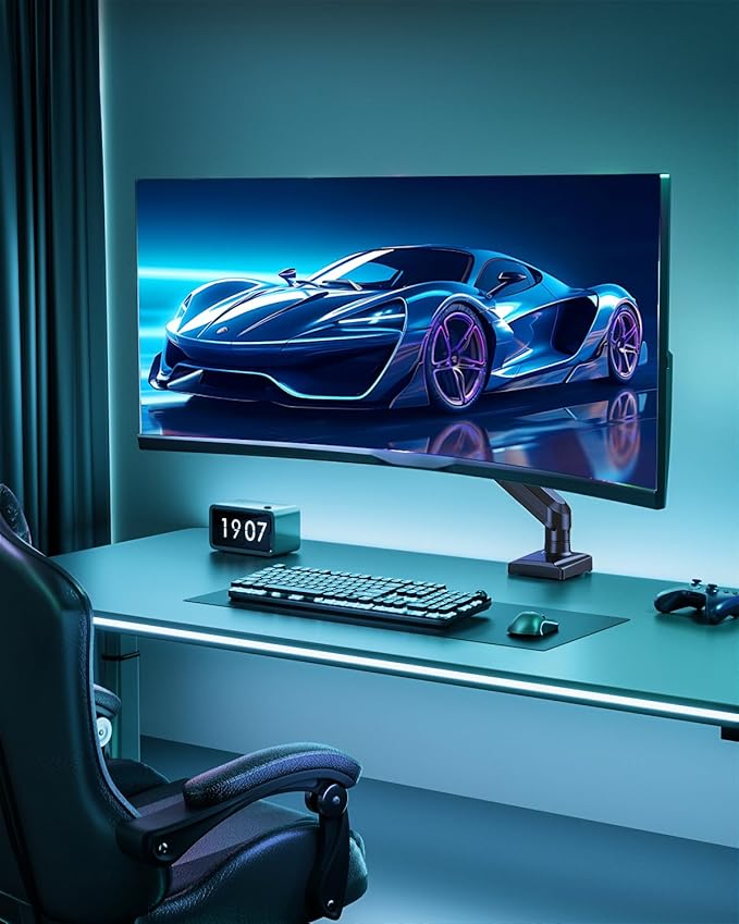 Single Monitor Desk Mount, 13-32 inch Adjustable Gas Spring Monitor Arm, Computer Monitor Stand Holder with Clamp and Grommet Base, Fits 4.4 to 22lbs Screens, VESA Mount Bracket, Black, Freelift Pro