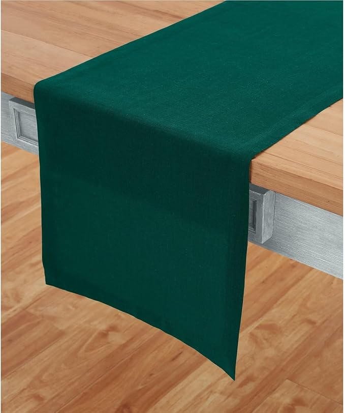 Solino Home Linen Rainforest Green Table Runner 72 Inches Long - 100% Pure Linen 14 x 72 Inch Table Runner for Dining, Dresser, Fall, Autumn, Thanksgiving, Christmas, Holiday - Fete