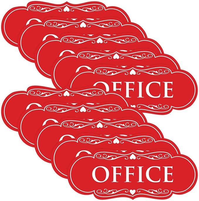 All Quality Designer Office Sign | Easy Installation - Red - Medium (10 Pack)