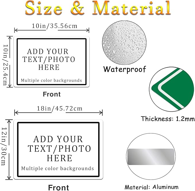 Custom Sign, Personalized Metal Signs with Your Text, Photo, Customized Signs for Office Business Workplace Home Bar Indoor, Outdoor