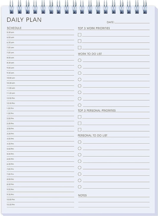 Daily Shedule Planner Hourly Appointment Planner Personal Organizer with Work To-Do List, Priorities 6.5 x 9.8