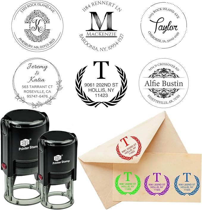 EAQ Custom Stamp Self Inking Return Address Stamp, Personalized Stamp with Text Logo | Business Logo Stamp | Address Stamp | Wedding Stamp