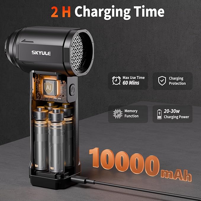 Compressed Air Duster-560g Super Power Airflow Electric Air Duster,10000mAh Rechargeable Cordless Mini Blower with LED Display,10-Gear Adjustable Dust Blower for Computer Keyboard, Car, Home, Outdoor