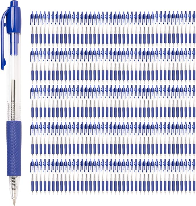 Simply Genius 200-Pack Retractable Blue Pens - Ballpoint Pens for Smooth Writing and Comfortable Grip - Ideal for Journaling and Note-taking - Blue Ink