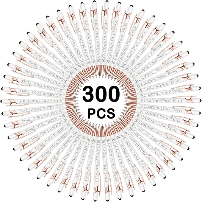 Amlion Personalized Custom Pens with Name Engraved Logo Text,300 Customized Writing Stylus Pen Promotional Item Gift for Men Women Office Business Wedding-White