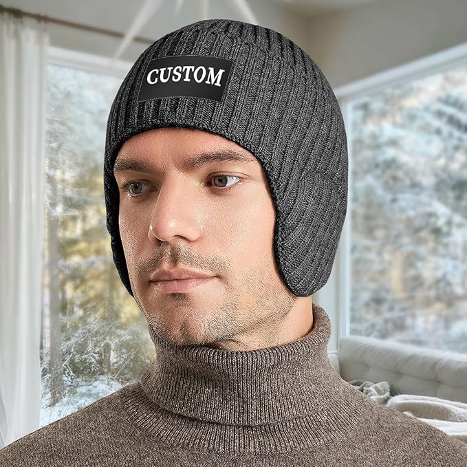 Custom Beanie for Men Women Bulk Custom Winter Hat Beanies with Logo Text Image Personalized Knit Hats Gifts for Business