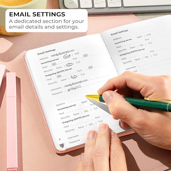 Clever Fox Password Book with alphabetical tabs. Internet Address Organizer Logbook. Small Pocket Password Keeper for Website Logins (Peach Pink)