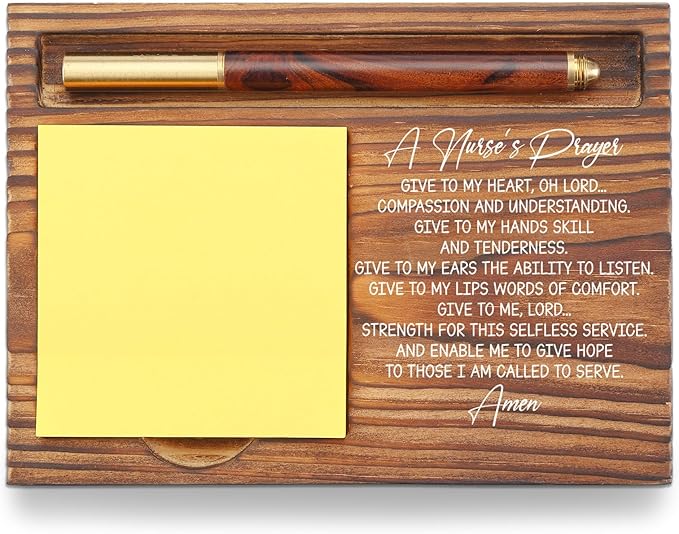 Nurse Prayer Sticky Note Holder, Inspirational Nurse Appreciation Gifts, Healthcare Office Desk Organizer, Thank You Gift for Nurses Desk Accessory TZP125