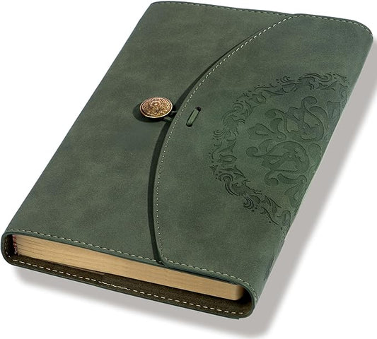 Vintage Leather Journal for Women Men, Junk Journal Notebook Soft Cover, Book of Shadows Journals for Travel Diary Scrapbook Sketchbook Journaling Writing, Green