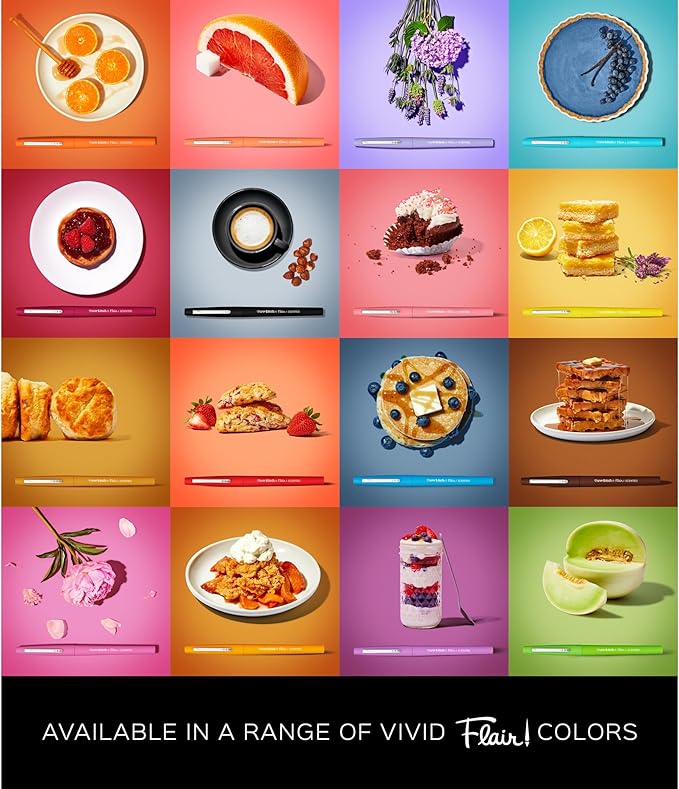 Paper Mate Flair Sunday Brunch Scented Felt Tip Pens, Assorted Colors, Medium Point (0.7mm), 16 Count