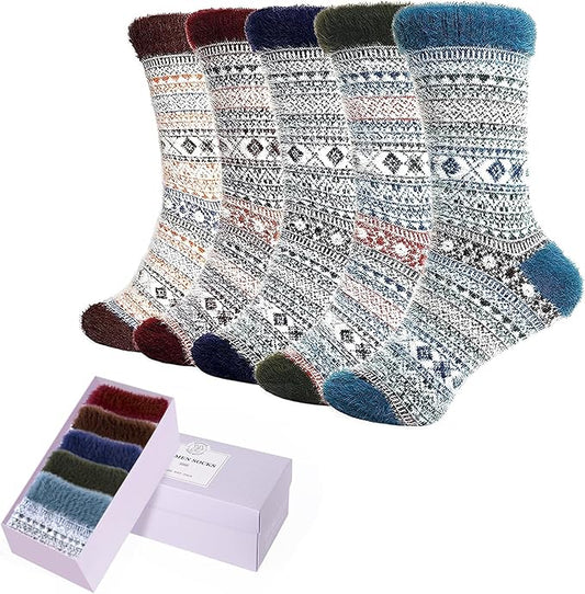 5 Pairs Fuzzy Soft Cozy Comfortable Socks for Women, Casual Sleep Comfy Socks, Perfect Warm Winter Gifts for Women
