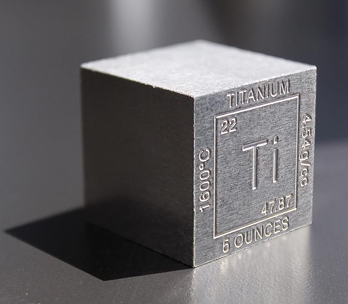 5 oz Titanium Cube Paperweight 1.25" (32 mm) | 99.99% Pure | Chemistry Design with Certificate of Authenticity