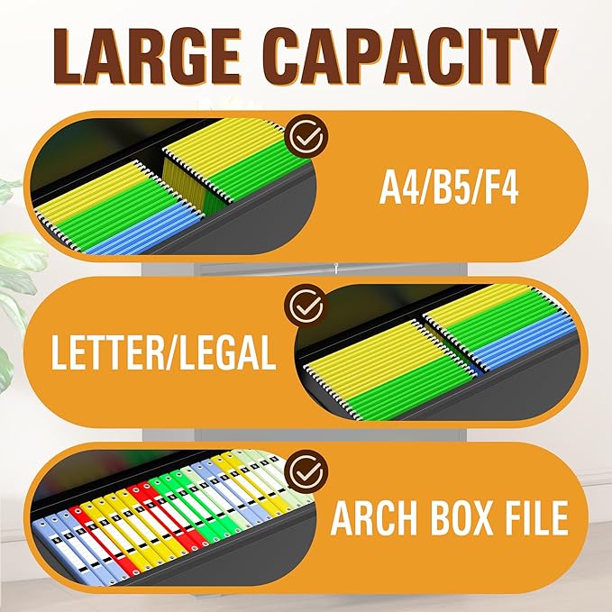 4-Drawer Lateral File Cabinet with Lock, Black Metal Filing Cabinet for Office or Home – Secure Storage for Letter/Legal/A4/F4 Documents, Easy to Assemble Locking File Organizer (Black, 4 Drawer-52"H)
