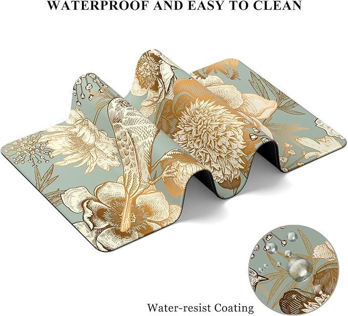 Desk Mat, 32" x 12" XXL Extended Large Gaming Mouse Pad, Desktop Decor Desk Pad, Cute Men Women Office Supplies and Accessories, XL Mouse Mat for Laptop & Keyboard, Retro Flower and Bird